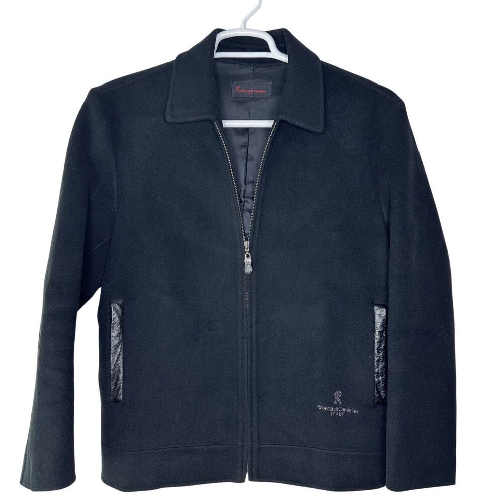 Vintage Roberta Di Camerino Italy‎ Women's L/XL Jacket Black Wool Full Zip